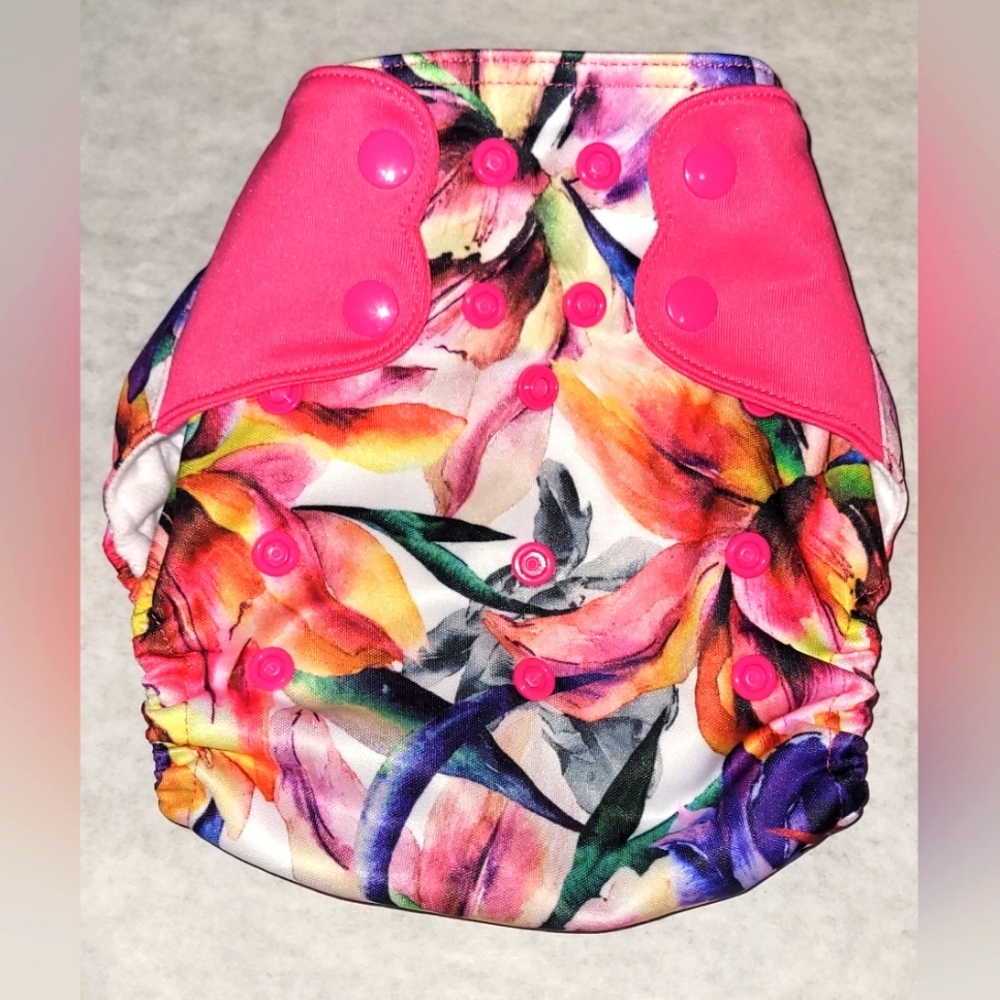 Elf bright floral reusable diaper One Size includes 2 inserts